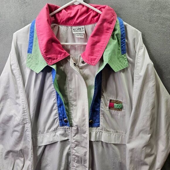 Vintage Koret Francisca Jacket Womens Sz Medium White Zip Up Retro Windbreaker - Picture 2 of 12